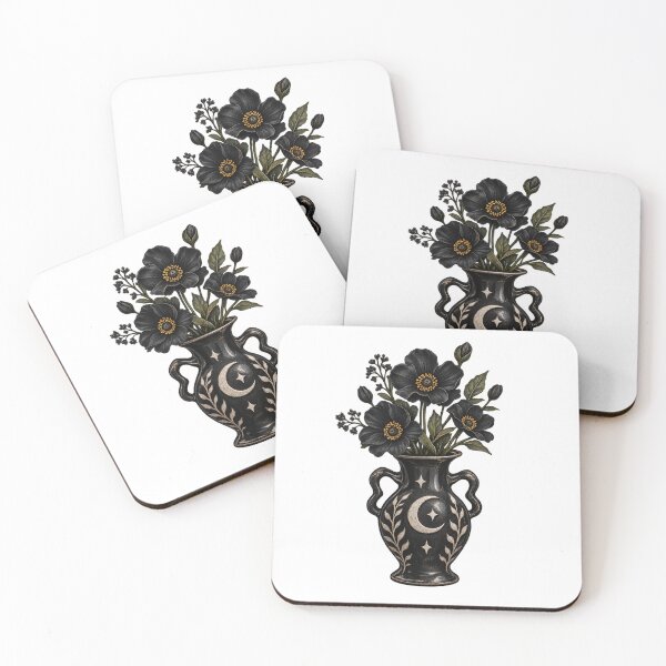 Item preview, Gothic Black Flower Vase with Moon & Stars designed and sold by  ADBIB Design.