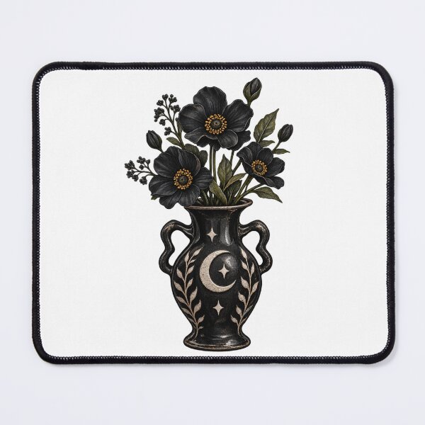 Item preview, Gothic Black Flower Vase with Moon & Stars designed and sold by ADBIB Design.
