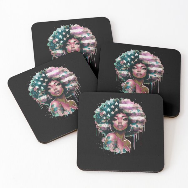 Item preview, Patriotic Afro Woman Watercolor US Flag Stars Art designed and sold by HarroBlank.