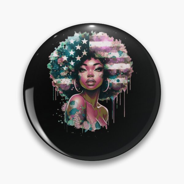 Item preview, Patriotic Afro Woman Watercolor US Flag Stars Art designed and sold by HarroBlank.
