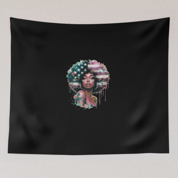 Item preview, Patriotic Afro Woman Watercolor US Flag Stars Art designed and sold by HarroBlank.