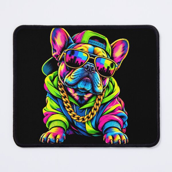 Item preview, Neon Hip Hop Bulldog with Sunglasses Colorful Streetwear Dog designed and sold by ArcaneArtistry.