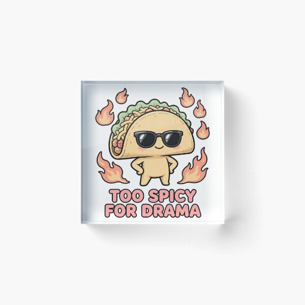 Item preview, Cute Chibi Flaming Taco Sunglasses Too Spicy For Drama Sticker designed and sold by xiaoxiaochibi.