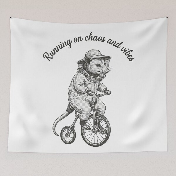 Item preview, Vintage Opossum Riding a Unicycle – Quirky Animal Illustration designed and sold by Everyday Vibe Studio.