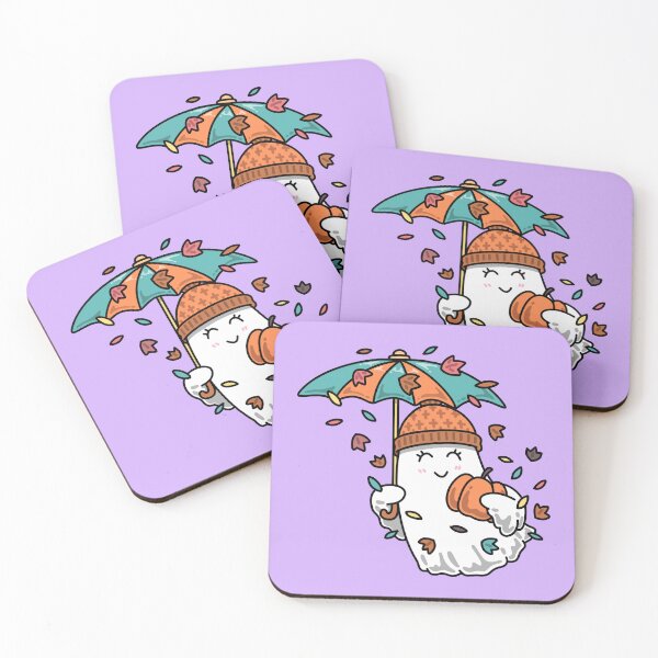 Item preview, Cute Ghost With Umbrella And Pumpkin Autumn Art designed and sold by SolutionsArt.