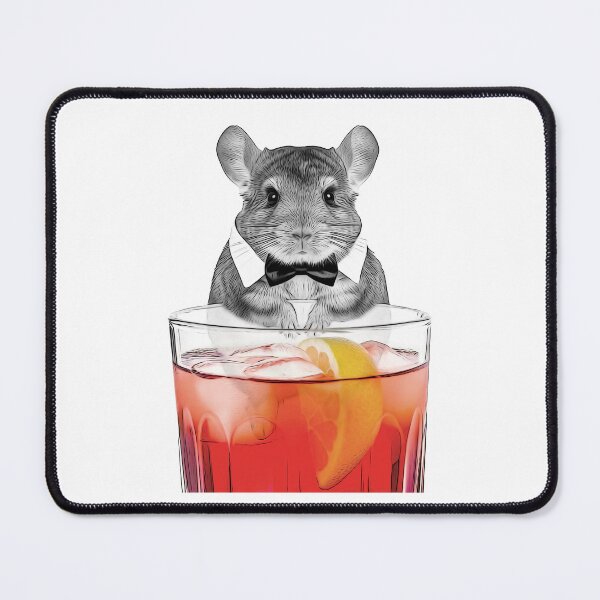 Item preview, Black and White Chinchilla with Negroni Red Cocktail designed and sold by PLisasPets.