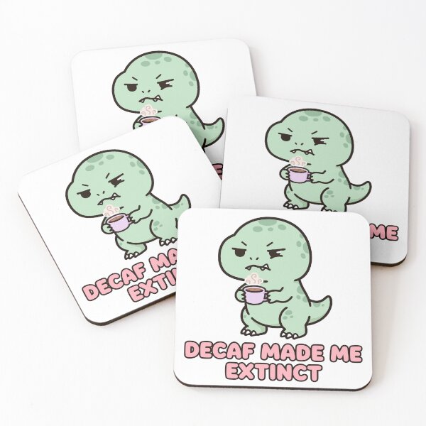 Item preview, Funny Chibi T-Rex Tiny Coffee Cup Decaf Made Me Extinct Sticker designed and sold by xiaoxiaochibi.