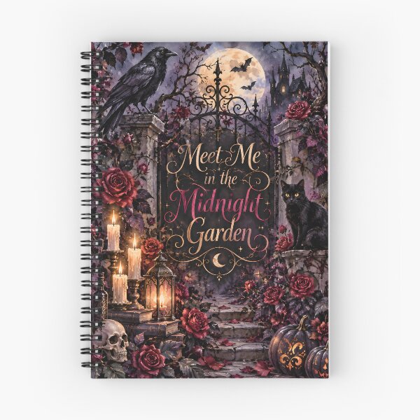 Item preview, Meet Me in the Midnight Garden – Gothic Halloween Raven, Black Cat & Roses designed and sold by blankTeeShirt.