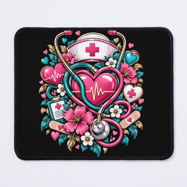 Item preview, Nurse Heart Stethoscope Floral Medical Love Healthcare Nurse designed and sold by ArcaneArtistry.