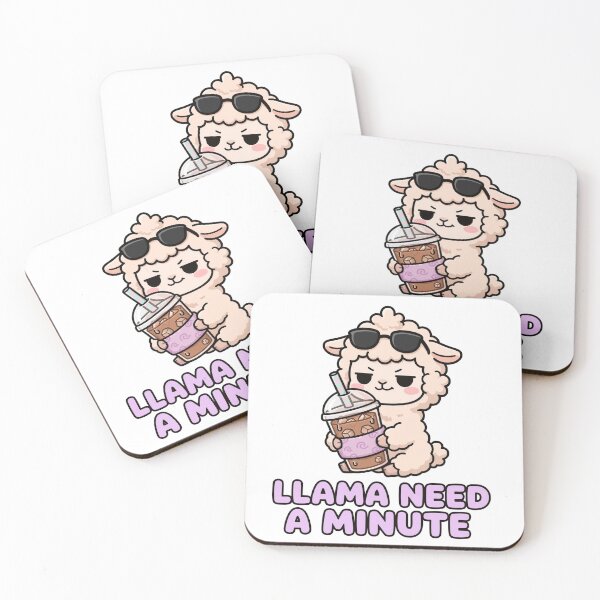 Item preview, Sassy Chibi Llama Iced Coffee Llama Need A Minute Sticker designed and sold by xiaoxiaochibi.