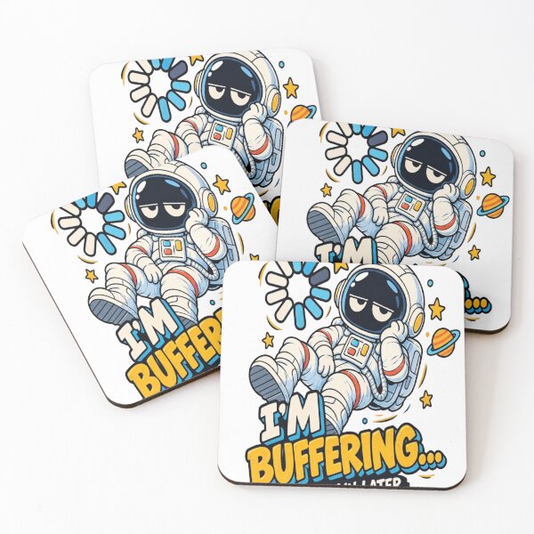 Item preview, I'm Buffering Try Again Later Funny Astronaut Sticker designed and sold by MarceBersi.