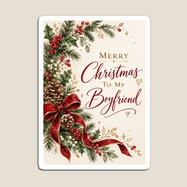 Item preview, Boyfriend Christmas Card Romantic Festive Watercolour Holiday Greeting designed and sold by ArcanePrintsxo.