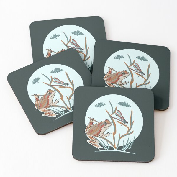 Item preview, Frog Goblincore and dragonfly night illustration cottagecore nature moon art designed and sold by LeshanArt.