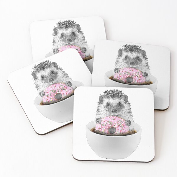 Item preview, Black and White Hedgehog with Pink Donut designed and sold by PLisasPets.