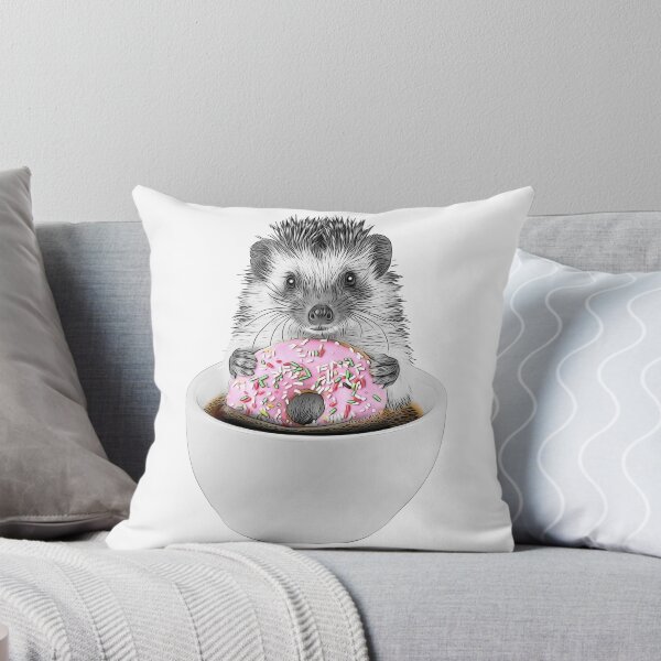 Item preview, Black and White Hedgehog with Pink Donut designed and sold by PLisasPets.