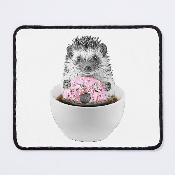 Item preview, Black and White Hedgehog with Pink Donut designed and sold by PLisasPets.