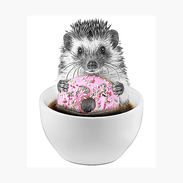 Item preview, Black and White Hedgehog with Pink Donut designed and sold by PLisasPets.