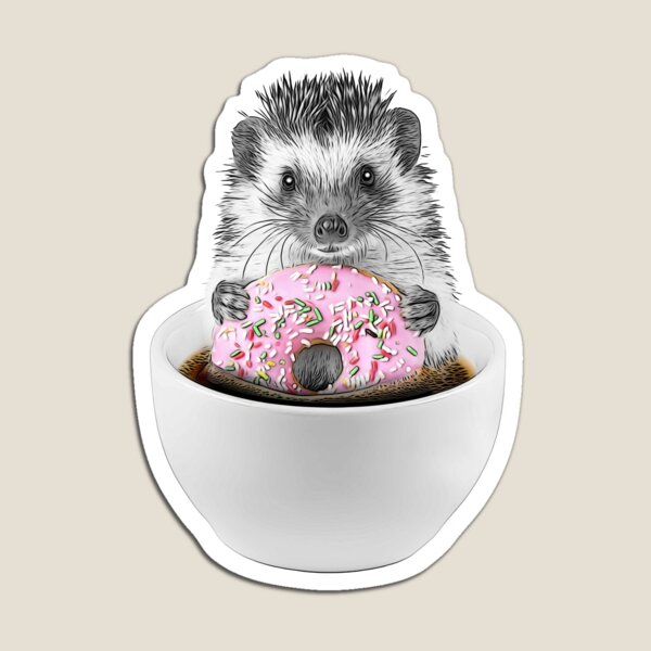 Item preview, Black and White Hedgehog with Pink Donut designed and sold by PLisasPets.