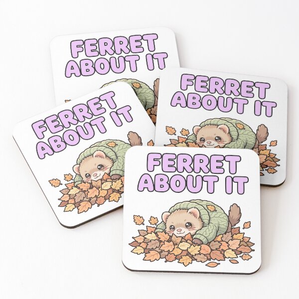 Item preview, Cute Chibi Ferret Cozy Sweater Autumn Leaves Ferret About It Sticker designed and sold by xiaoxiaochibi.