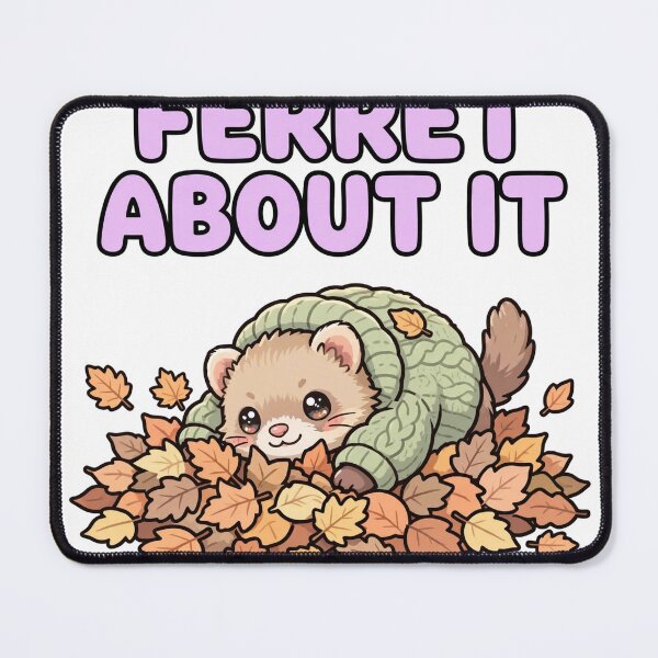 Item preview, Cute Chibi Ferret Cozy Sweater Autumn Leaves Ferret About It Sticker designed and sold by xiaoxiaochibi.