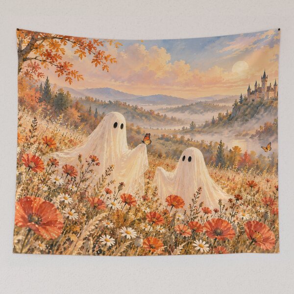 Item preview, Cottagecore Ghost Watercolour Autumn Wildflower Meadow designed and sold by Jozefin's Studio.