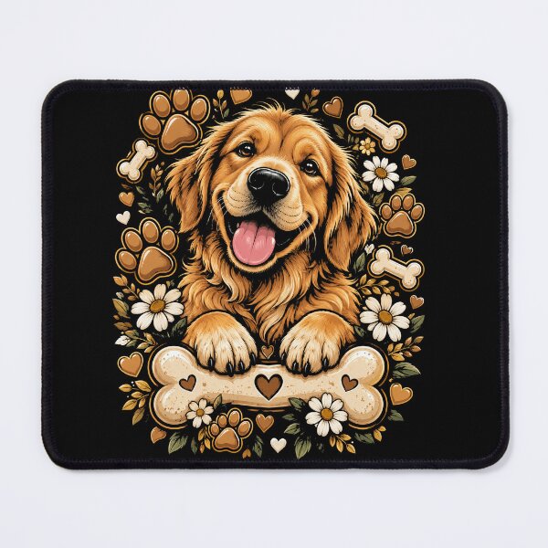Item preview, Golden Retriever Love Floral Dog Lover Cute Puppy Hearts designed and sold by ArcaneArtistry.