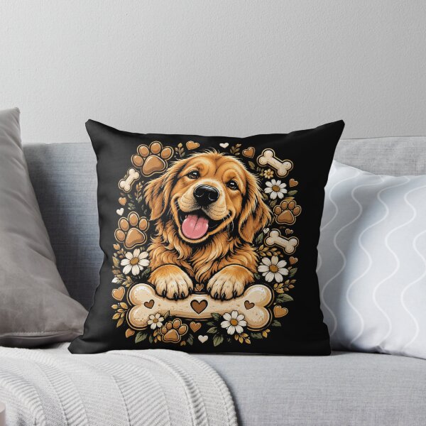 Item preview, Golden Retriever Love Floral Dog Lover Cute Puppy Hearts designed and sold by ArcaneArtistry.