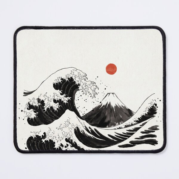 Item preview, Mount Fuji and Great Wave Sumi-E Ink Painting, Japanese Landscape designed and sold by Sumi-Pixel.