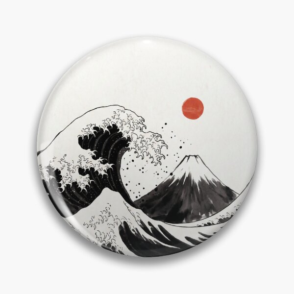 Item preview, Mount Fuji and Great Wave Sumi-E Ink Painting, Japanese Landscape designed and sold by Sumi-Pixel.