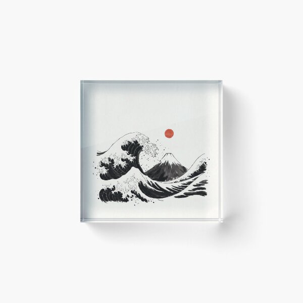 Item preview, Mount Fuji and Great Wave Sumi-E Ink Painting, Japanese Landscape designed and sold by Sumi-Pixel.