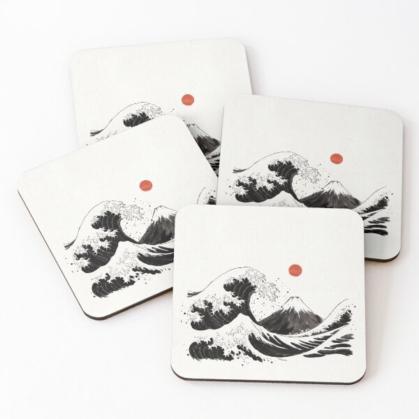 Item preview, Mount Fuji and Great Wave Sumi-E Ink Painting, Japanese Landscape designed and sold by Sumi-Pixel.