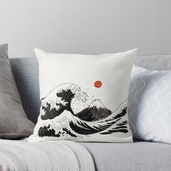 Item preview, Mount Fuji and Great Wave Sumi-E Ink Painting, Japanese Landscape designed and sold by Sumi-Pixel.