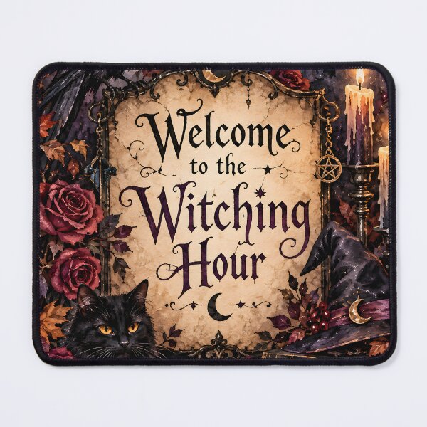 Item preview, Welcome to the Witching Hour – Gothic Halloween Raven, Black Cat & Haunted Castle designed and sold by blankTeeShirt.