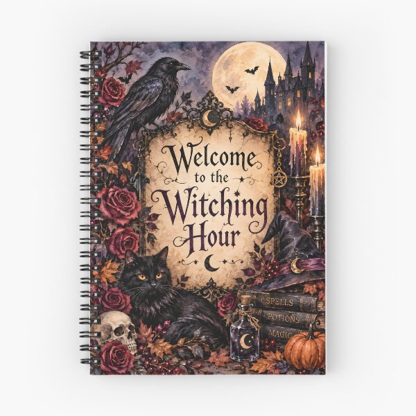 Item preview, Welcome to the Witching Hour – Gothic Halloween Raven, Black Cat & Haunted Castle designed and sold by blankTeeShirt.