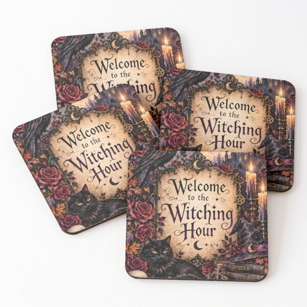 Item preview, Welcome to the Witching Hour – Gothic Halloween Raven, Black Cat & Haunted Castle designed and sold by blankTeeShirt.