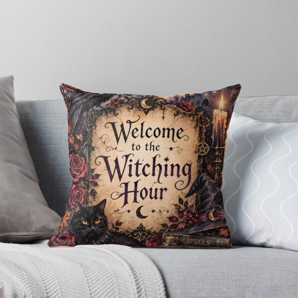 Item preview, Welcome to the Witching Hour – Gothic Halloween Raven, Black Cat & Haunted Castle designed and sold by blankTeeShirt.