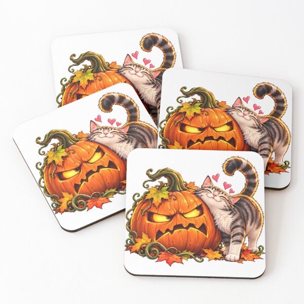 Item preview, Grumpy Pumpkin & Loving Cat. Funny Halloween designed and sold by Epic Serenity.