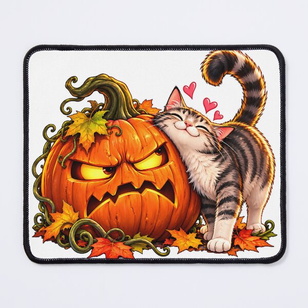 Item preview, Grumpy Pumpkin & Loving Cat. Funny Halloween designed and sold by Epic Serenity.
