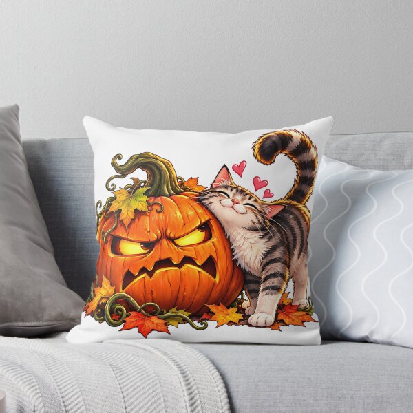 Item preview, Grumpy Pumpkin & Loving Cat. Funny Halloween designed and sold by Epic Serenity.