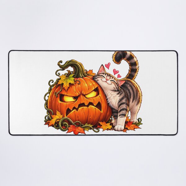 Item preview, Grumpy Pumpkin & Loving Cat. Funny Halloween designed and sold by Epic Serenity.