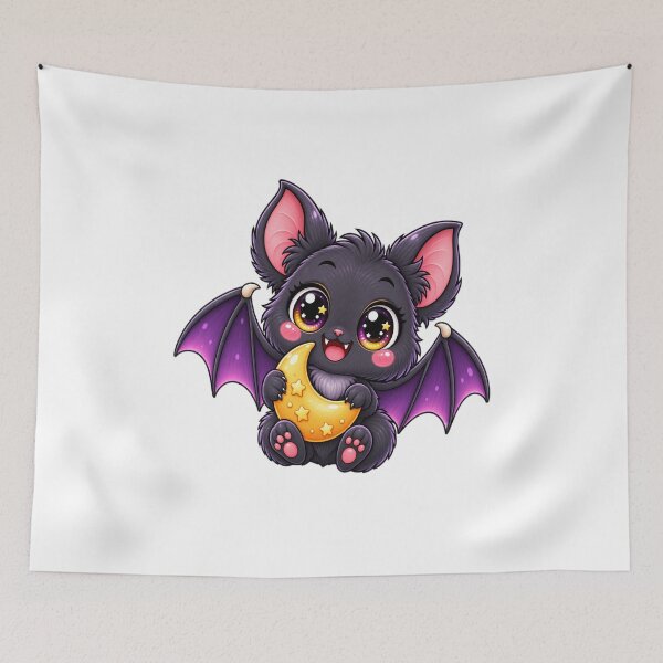 Item preview, Cute Halloween Bat – Kawaii Baby Bat with Crescent Moon | Spooky Cute designed and sold by Pixanova.