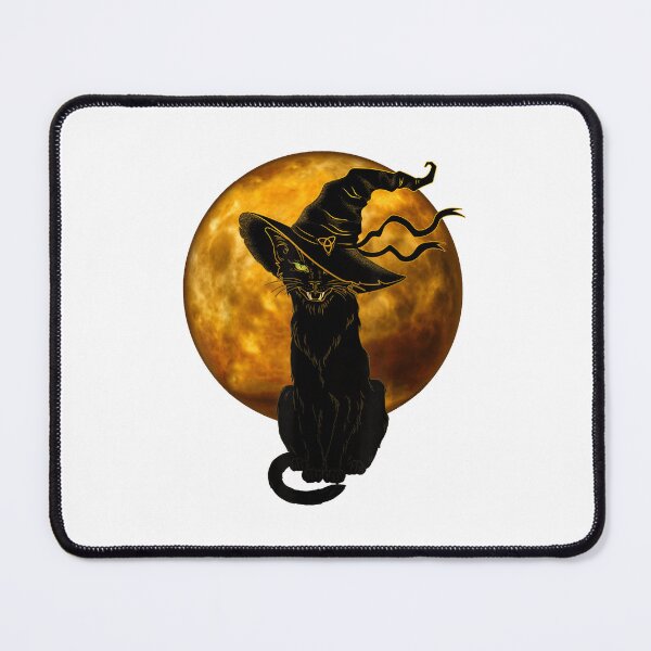 Item preview, Scary Vintage Black Cat Witch Hat Full Moon designed and sold by ViniBall.