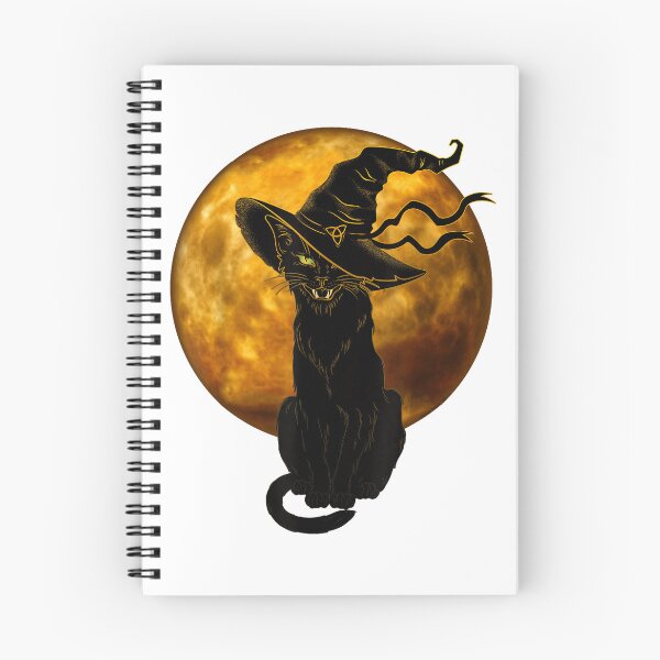 Item preview, Scary Vintage Black Cat Witch Hat Full Moon designed and sold by ViniBall.