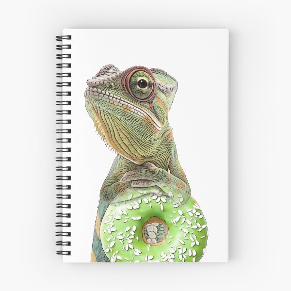 Item preview, Curious Chameleon with Green Donut designed and sold by PLisasPets.