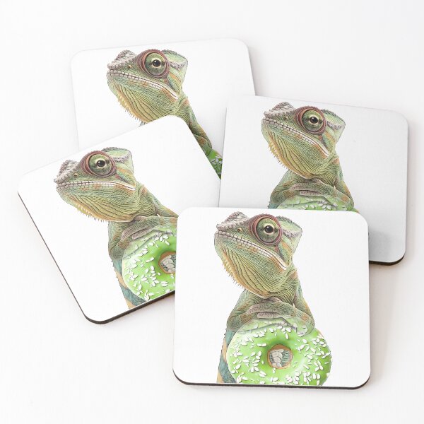 Item preview, Curious Chameleon with Green Donut designed and sold by PLisasPets.