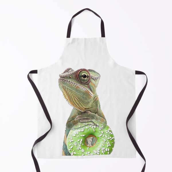 Item preview, Curious Chameleon with Green Donut designed and sold by PLisasPets.