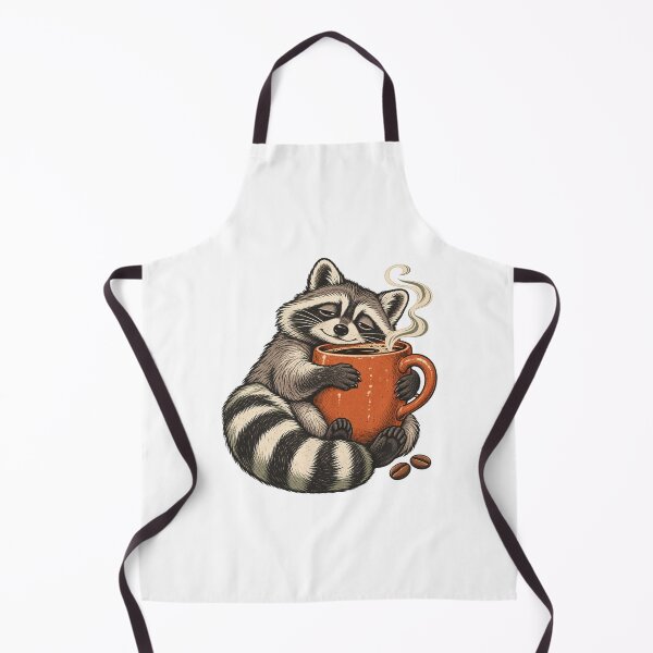 Item preview, Sleepy Raccoon with Coffee - Cozy Animal Art designed and sold by cybersilverhand.