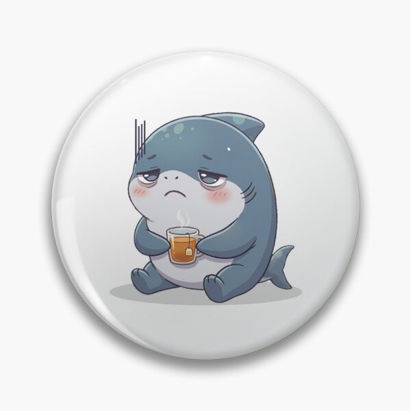 Item preview, Tired Shark Drinking Tea designed and sold by Nature's Chibis.
