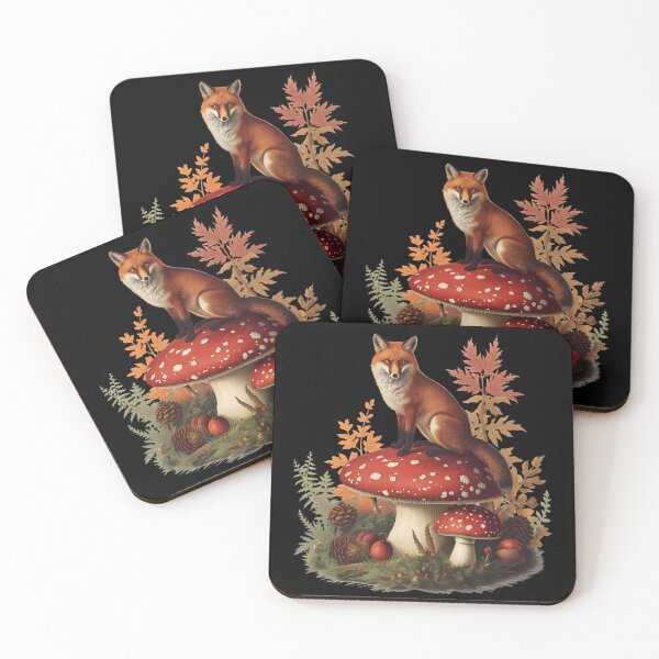 Item preview, Vintage Red Fox on Amanita Mushroom Dark Cottagecore Autumn Sticker designed and sold by Youram.