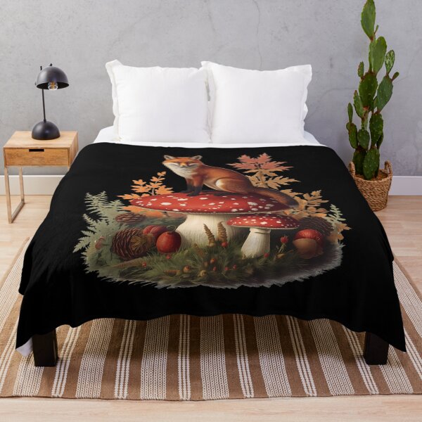 Item preview, Vintage Red Fox on Amanita Mushroom Dark Cottagecore Autumn Sticker designed and sold by Youram.